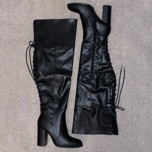 Black Above the Knee High Heel Boots